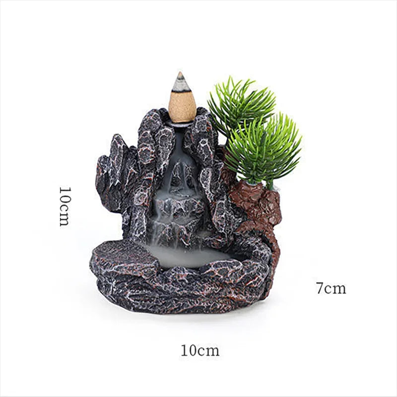 Backflow Incense Holder Waterfall Incense Burner Home Decor Aromatherapy Ornament Incense Cones with Backflow Incense Cones